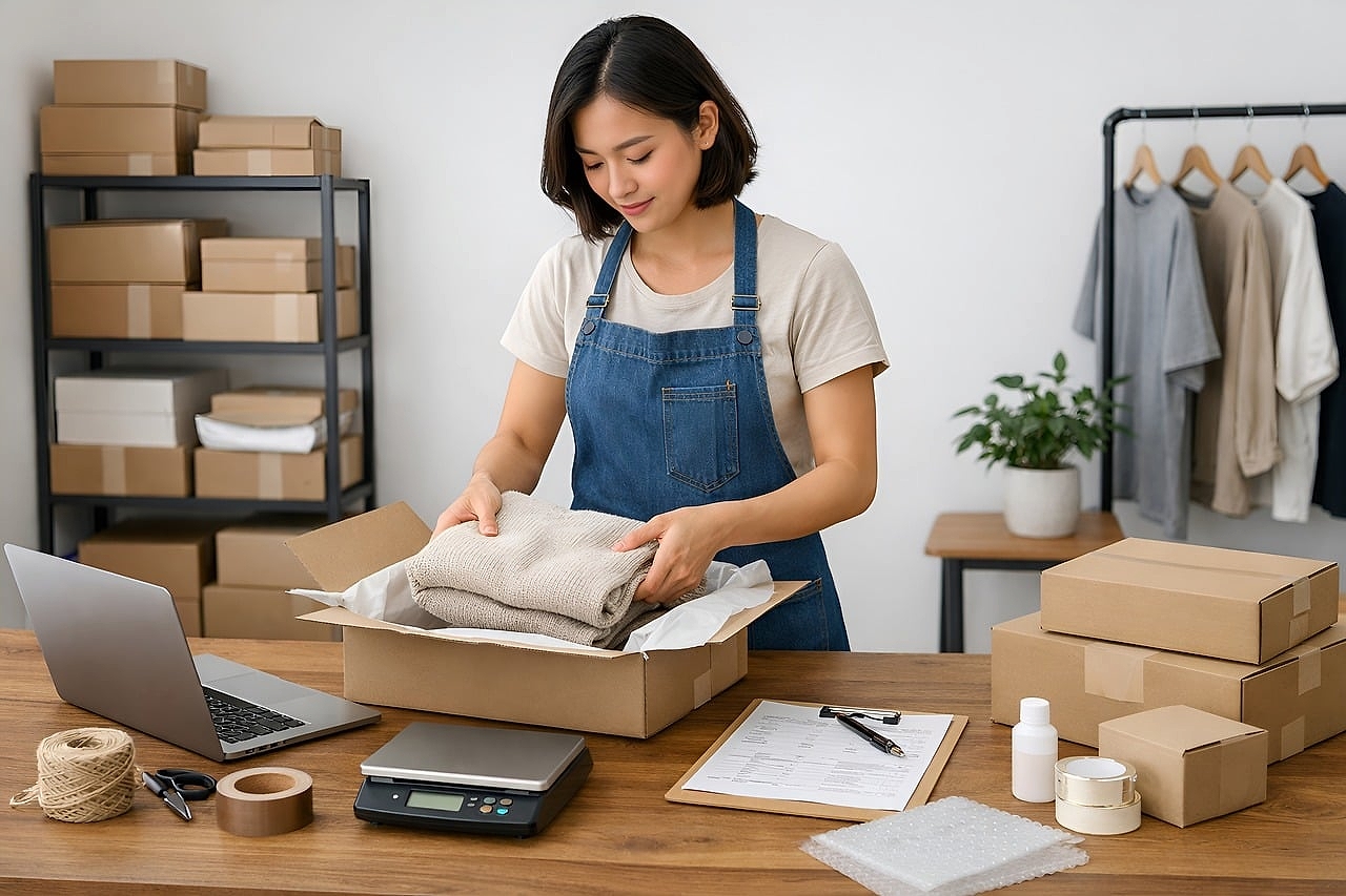 Proprietário de pequena empresa configurando um serviço por assinatura